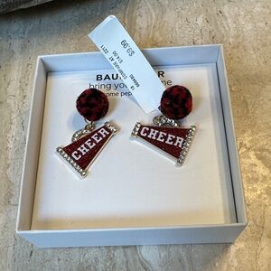 BaubleBar Red and Black Cheer Pom Drop Earrings